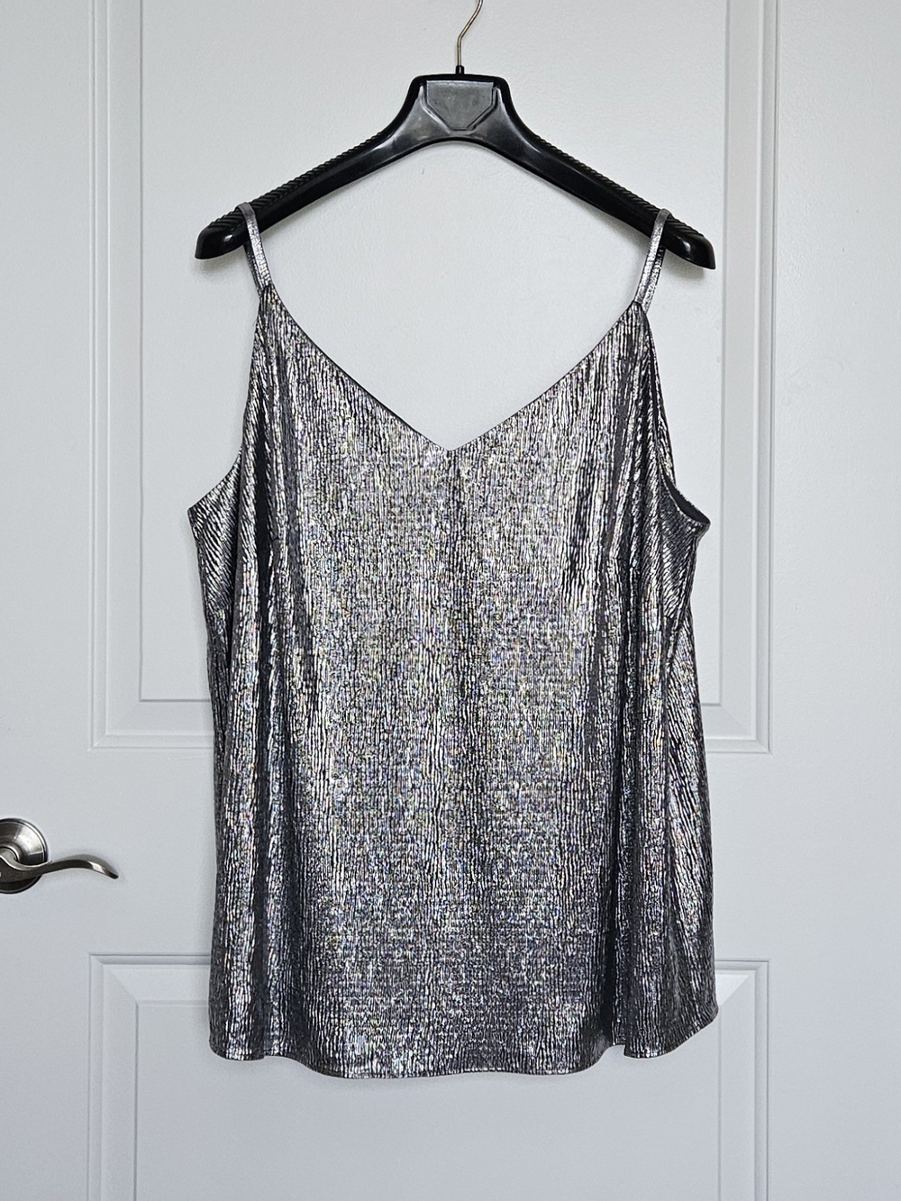 LOFT Plus Women's Plus Size 18 Metallic Silver V-Neck Camisole